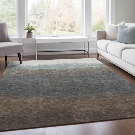 Brown And Beige Ombre Washable Indoor Outdoor Area Rug Photo 8