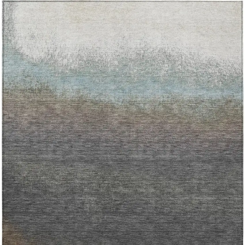 Brown And Beige Ombre Washable Indoor Outdoor Area Rug Photo 3