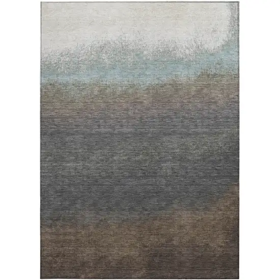 Brown And Beige Ombre Washable Indoor Outdoor Area Rug Photo 1