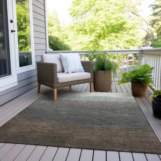 Brown And Beige Ombre Washable Indoor Outdoor Area Rug Photo 8