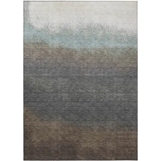 Brown And Beige Ombre Washable Indoor Outdoor Area Rug Photo 9