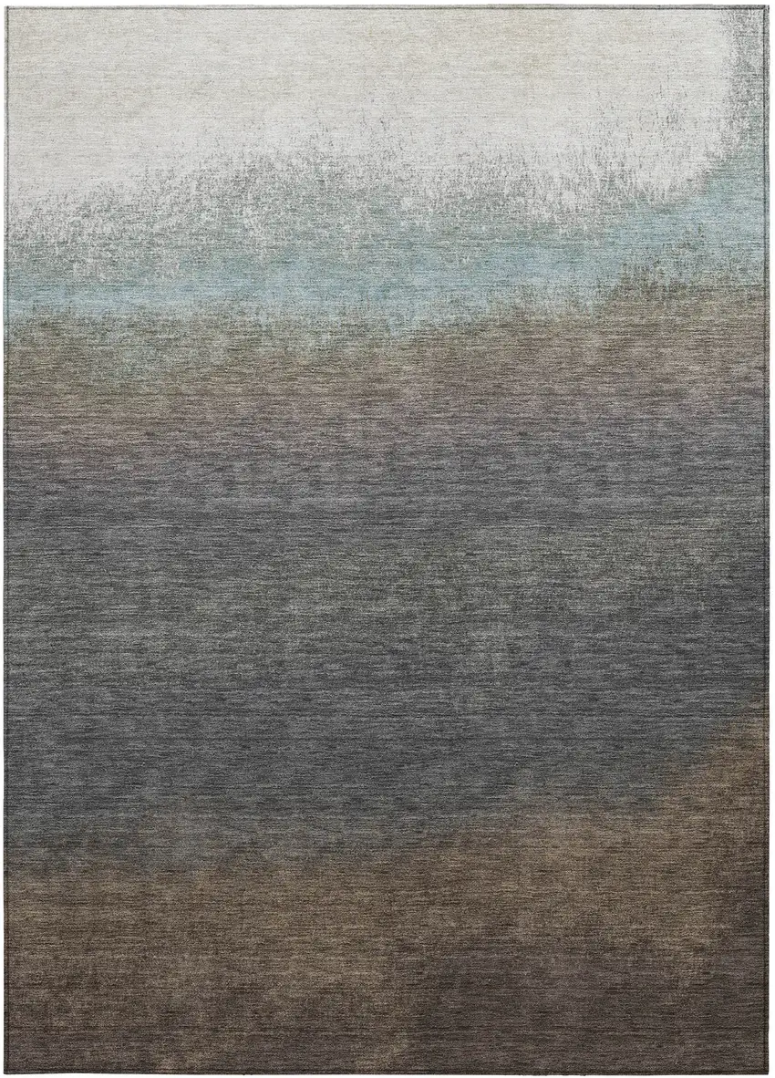 Brown And Beige Ombre Washable Indoor Outdoor Area Rug Photo 1