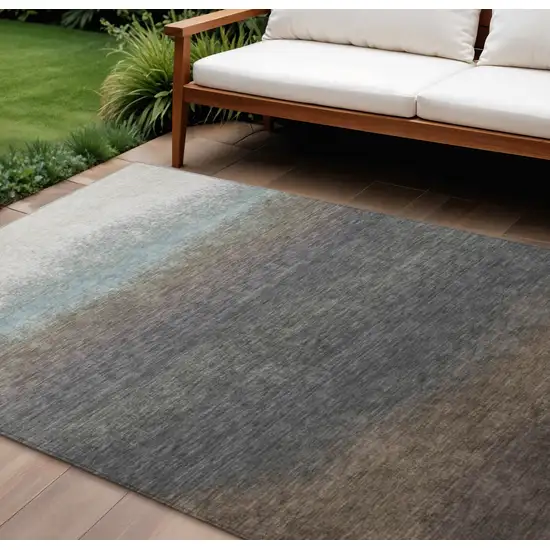 Brown And Beige Ombre Washable Indoor Outdoor Area Rug Photo 2
