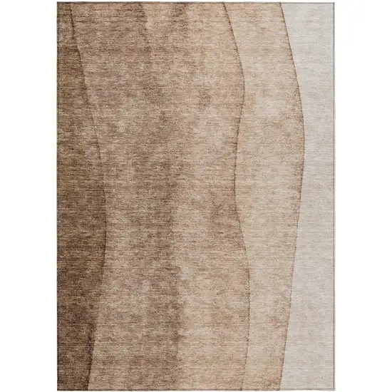 Brown And Beige Ombre Washable Indoor Outdoor Area Rug Photo 2