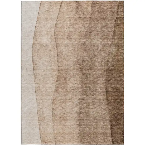 Brown And Beige Ombre Washable Indoor Outdoor Area Rug Photo 6
