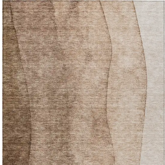 Brown And Beige Ombre Washable Indoor Outdoor Area Rug Photo 5