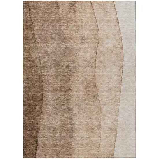 Brown And Beige Ombre Washable Indoor Outdoor Area Rug Photo 2