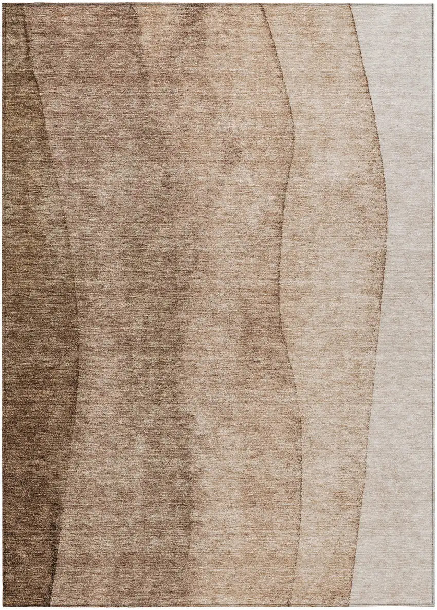 Brown And Beige Ombre Washable Indoor Outdoor Area Rug Photo 2