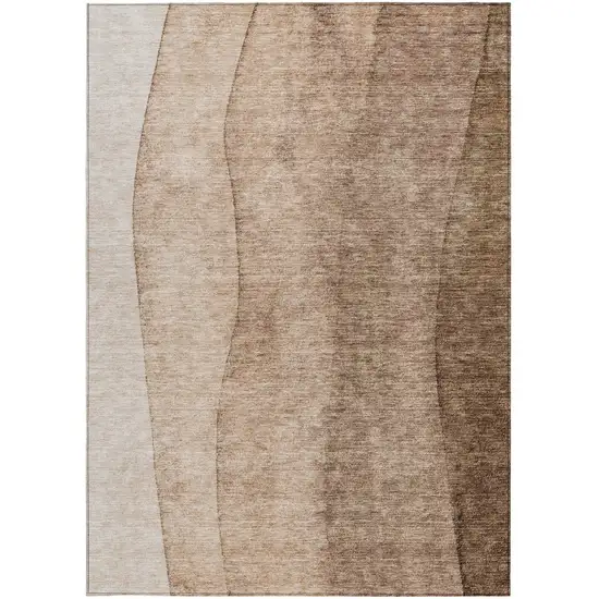 Brown And Beige Ombre Washable Indoor Outdoor Area Rug Photo 5