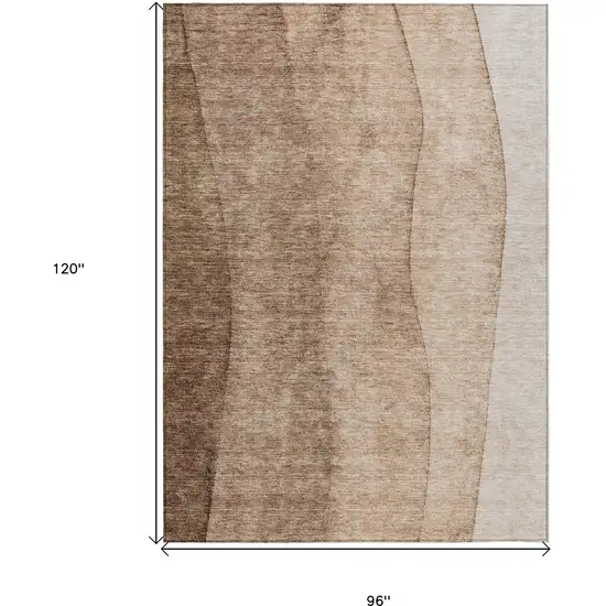 Brown And Beige Ombre Washable Indoor Outdoor Area Rug Photo 3