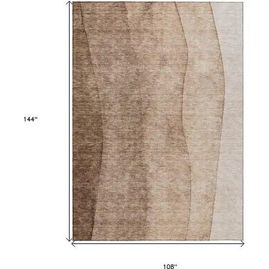 Brown And Beige Ombre Washable Indoor Outdoor Area Rug Photo 3
