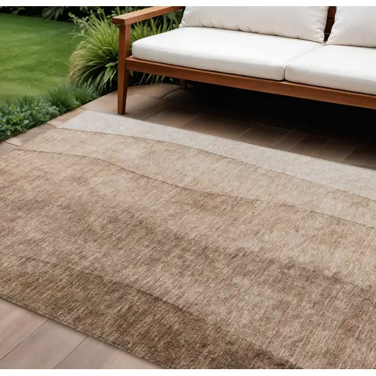 Brown And Beige Ombre Washable Indoor Outdoor Area Rug Photo 1