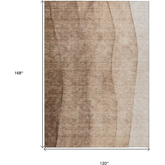Brown And Beige Ombre Washable Indoor Outdoor Area Rug Photo 7