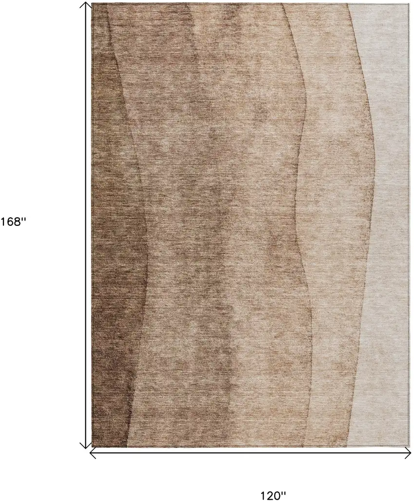 Brown And Beige Ombre Washable Indoor Outdoor Area Rug Photo 7