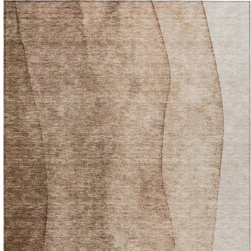 Brown And Beige Ombre Washable Indoor Outdoor Area Rug Photo 6