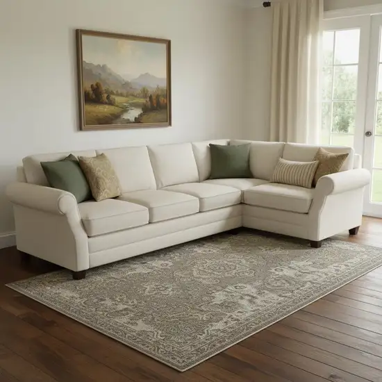 Brown And Beige Oriental Washable Area Rug With UV Protection Photo 2