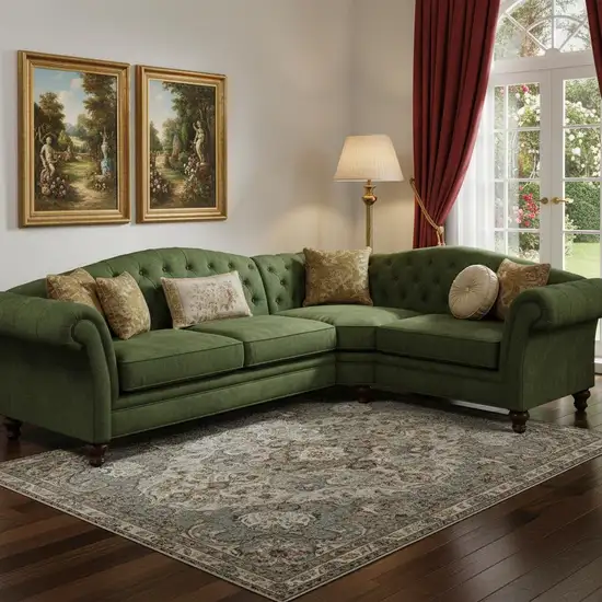 Brown And Beige Oriental Washable Area Rug With UV Protection Photo 1