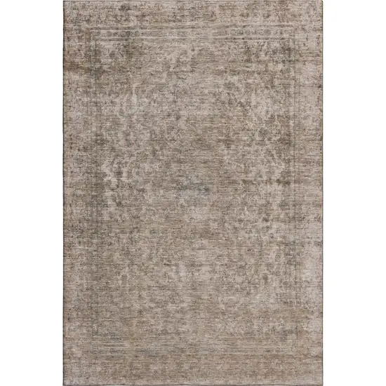 Brown And Beige Oriental Washable Area Rug With UV Protection Photo 6