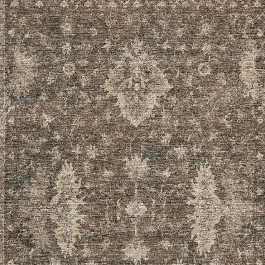 Brown And Beige Oriental Washable Area Rug With UV Protection Photo 2