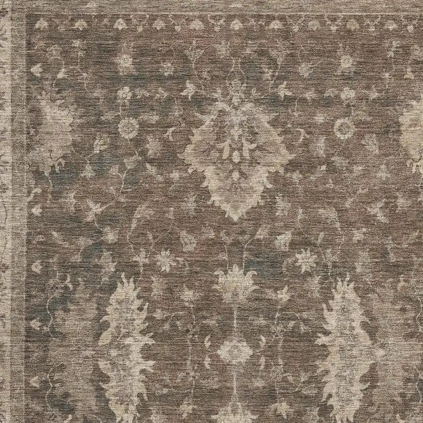 Brown And Beige Oriental Washable Area Rug With UV Protection Photo 2