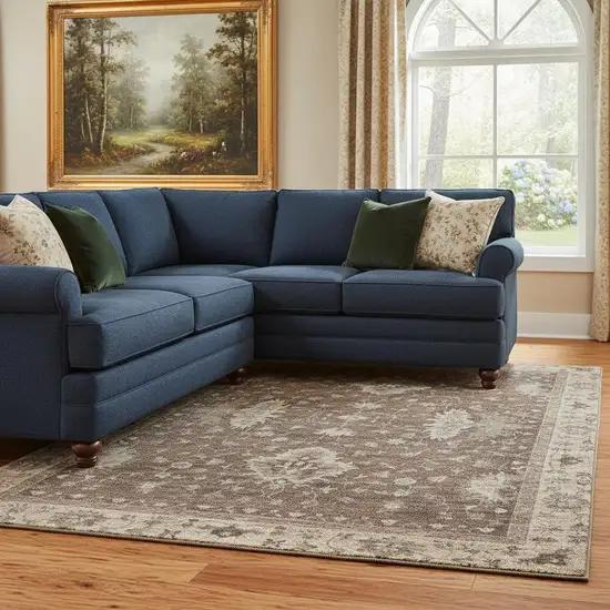 Brown And Beige Oriental Washable Area Rug With UV Protection Photo 2