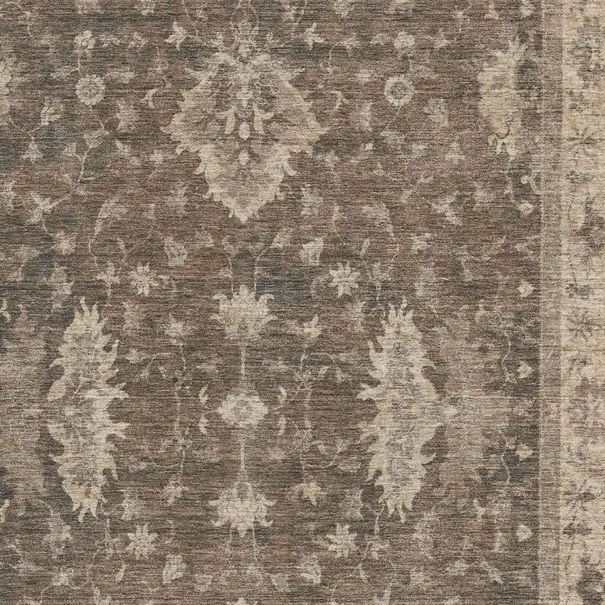 Brown And Beige Oriental Washable Area Rug With UV Protection Photo 2