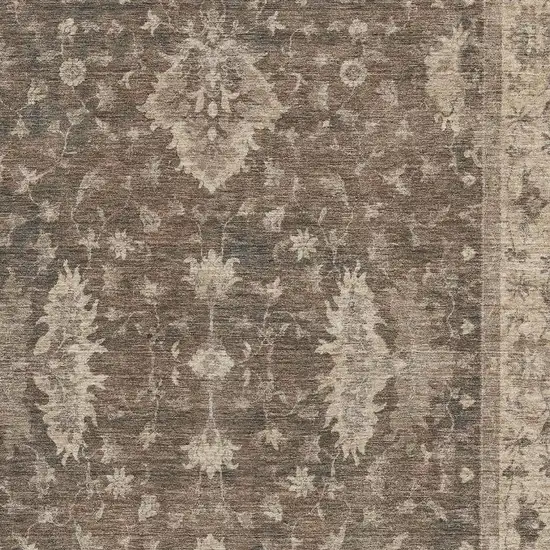 Brown And Beige Oriental Washable Area Rug With UV Protection Photo 2