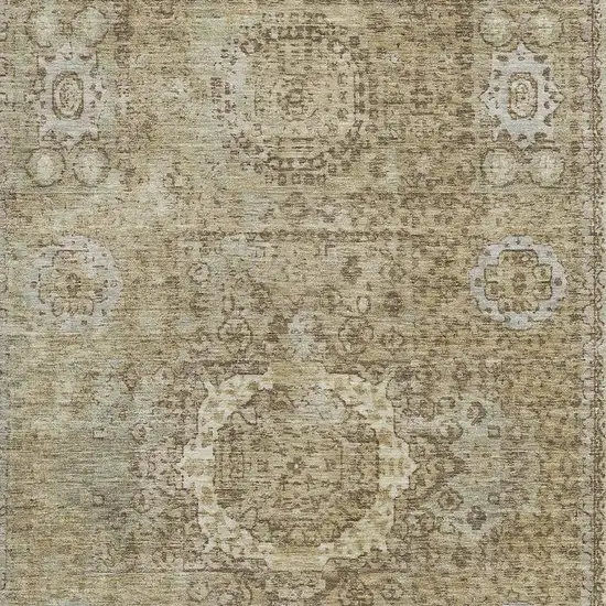 Brown And Beige Oriental Washable Area Rug With UV Protection Photo 2