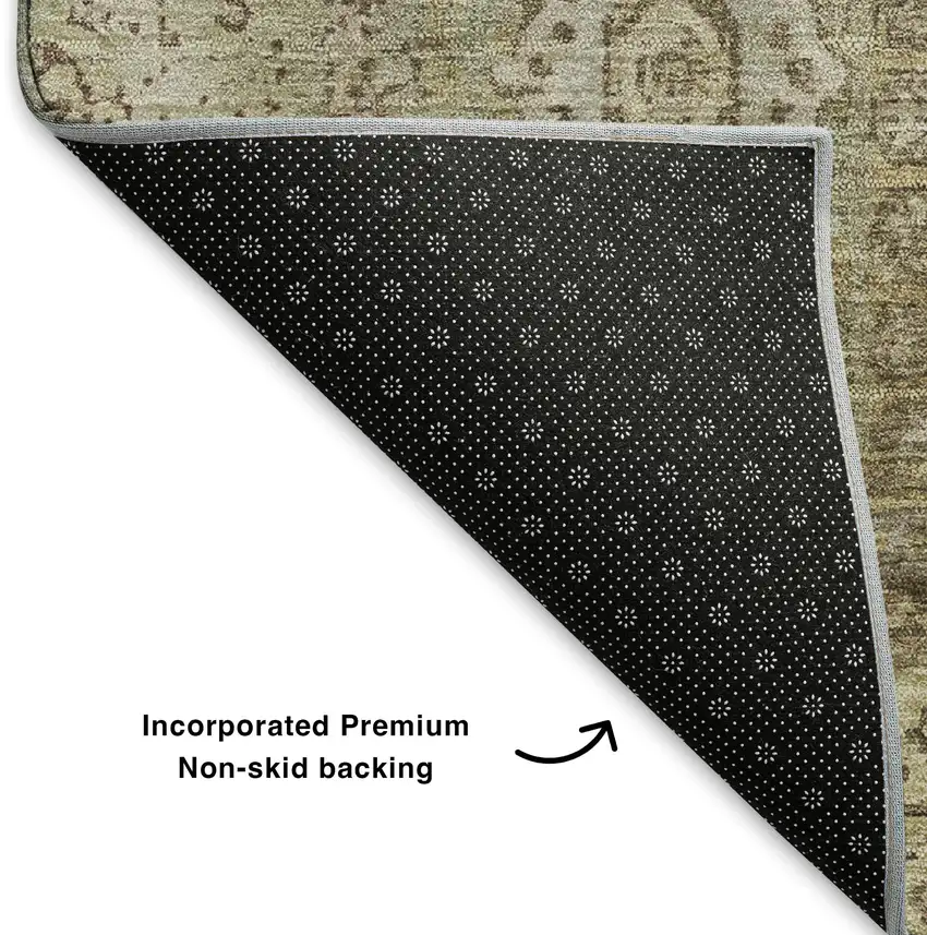 Brown And Beige Oriental Washable Area Rug With UV Protection Photo 6