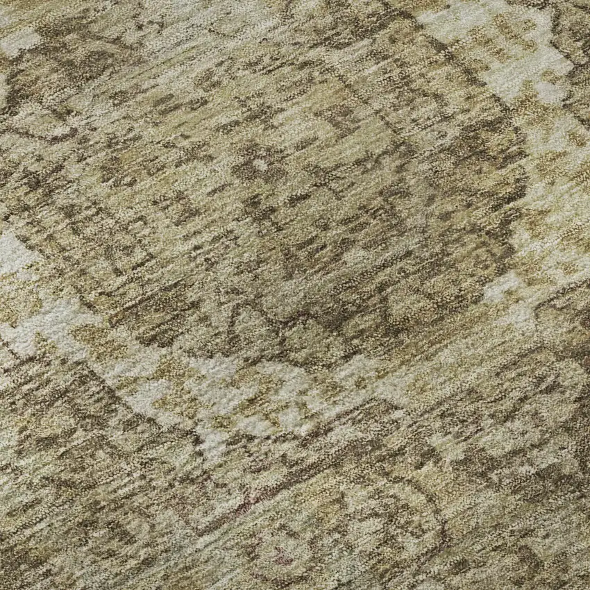 Brown And Beige Oriental Washable Area Rug With UV Protection Photo 9