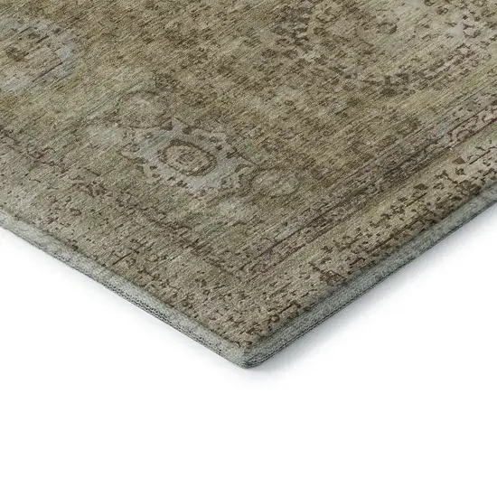 Brown And Beige Oriental Washable Area Rug With UV Protection Photo 7