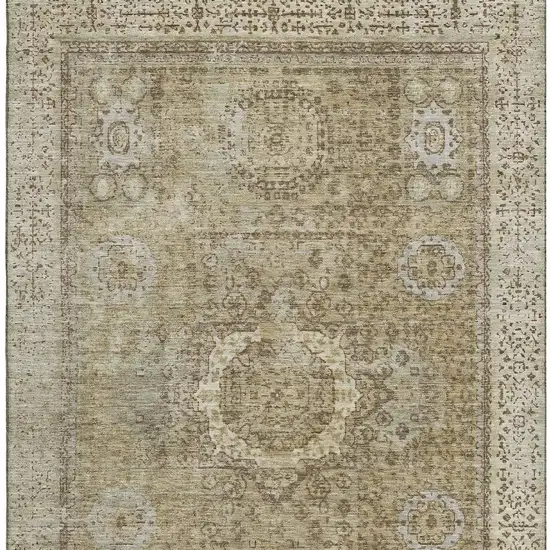 Brown And Beige Oriental Washable Area Rug With UV Protection Photo 2