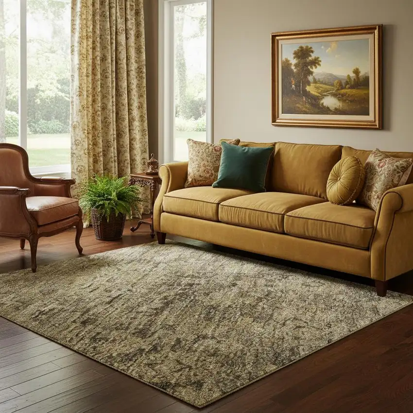 Brown And Beige Oriental Washable Area Rug With UV Protection Photo 2