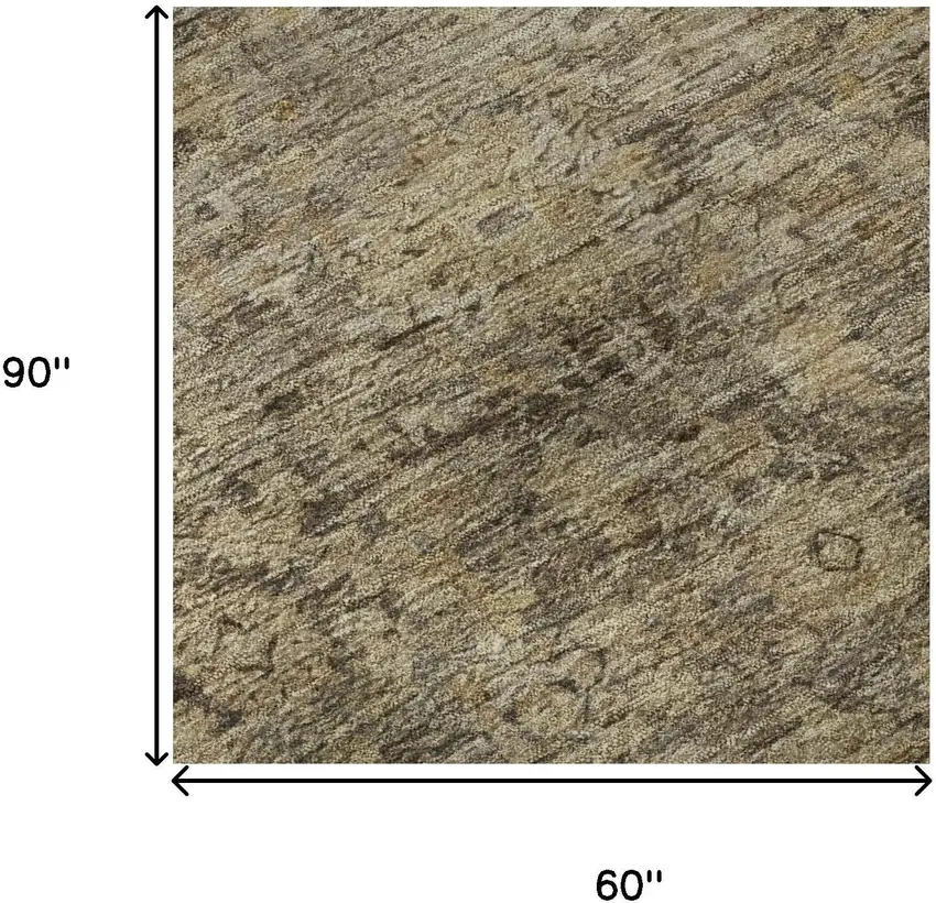 Brown And Beige Oriental Washable Area Rug With UV Protection Photo 9