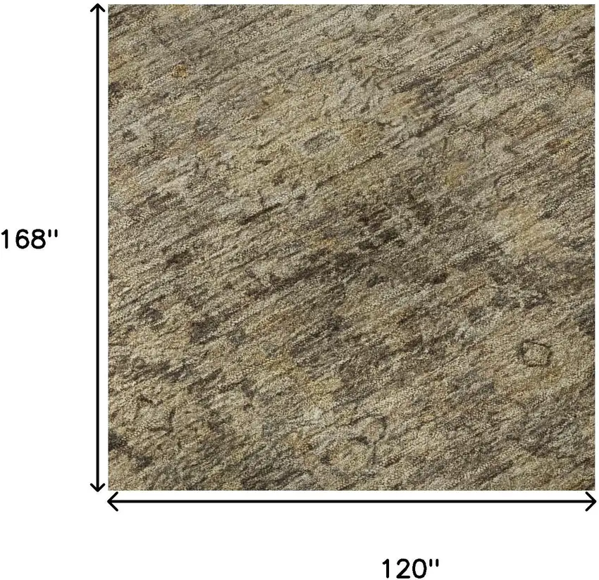 Brown And Beige Oriental Washable Area Rug With UV Protection Photo 9