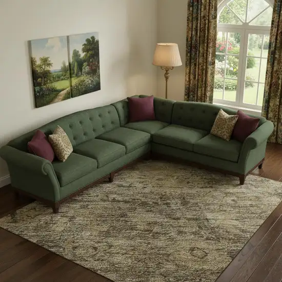 Brown And Beige Oriental Washable Area Rug With UV Protection Photo 2