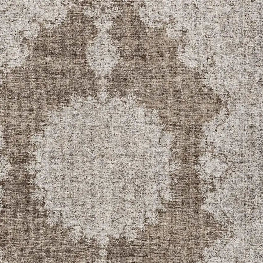 Brown And Beige Oriental Washable Indoor Outdoor Area Rug Photo 5