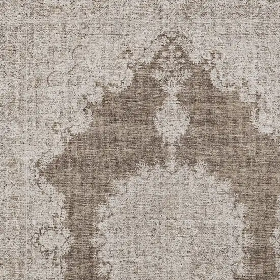 Brown And Beige Oriental Washable Indoor Outdoor Area Rug Photo 5