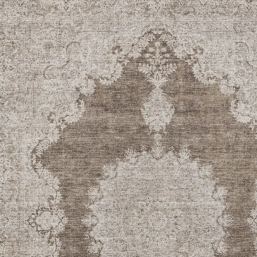 Brown And Beige Oriental Washable Indoor Outdoor Area Rug Photo 5