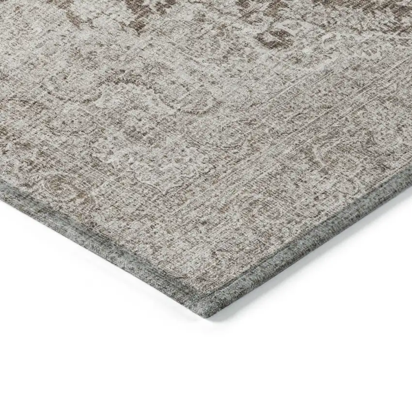 Brown And Beige Oriental Washable Indoor Outdoor Area Rug Photo 4