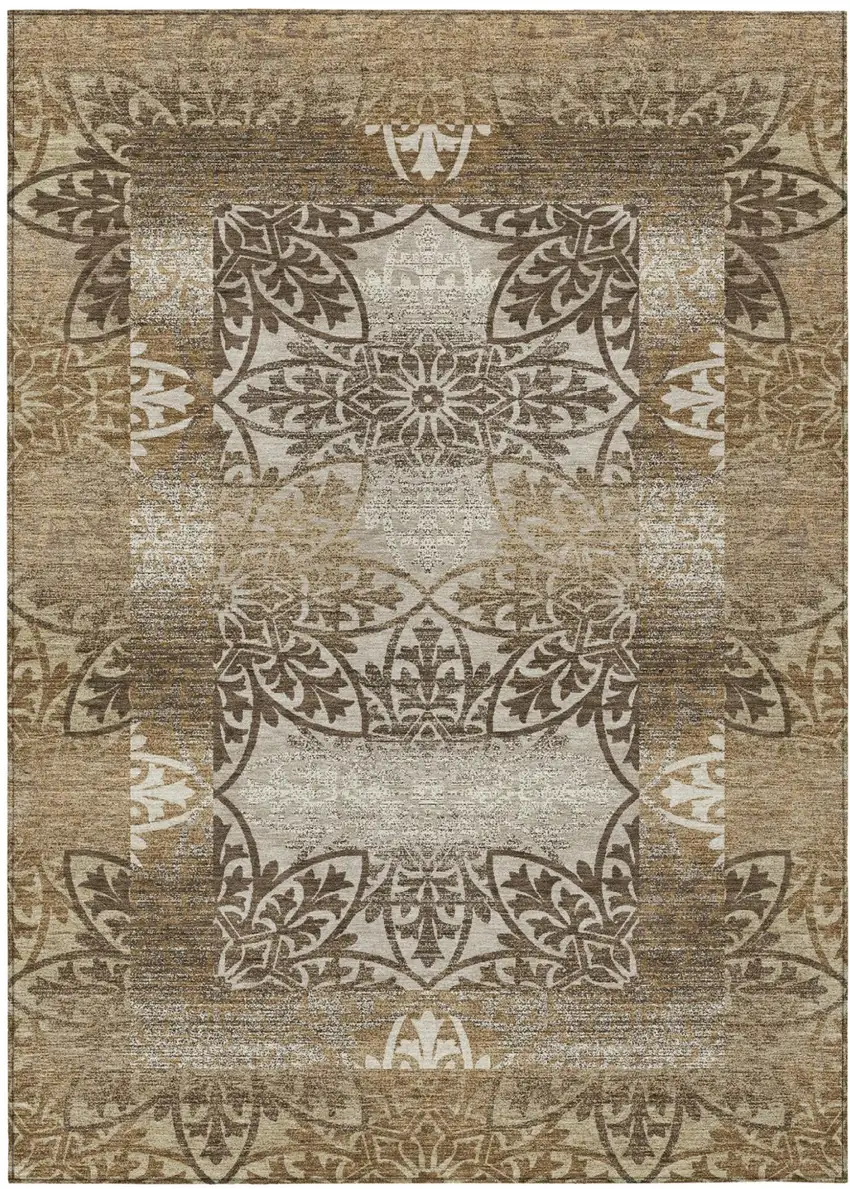 Brown And Beige Oriental Washable Indoor Outdoor Area Rug Photo 1