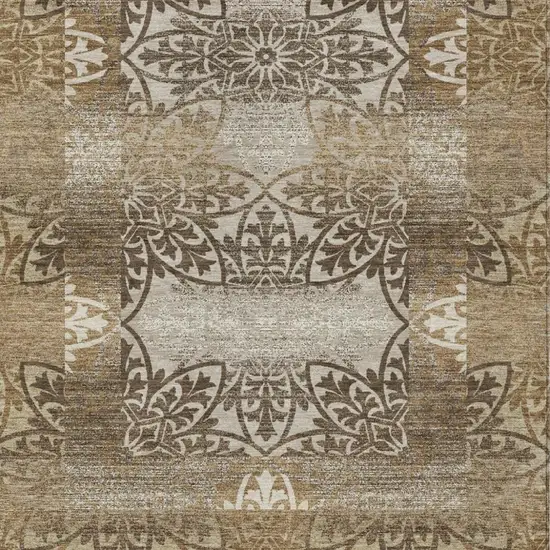 Brown And Beige Oriental Washable Indoor Outdoor Area Rug Photo 2