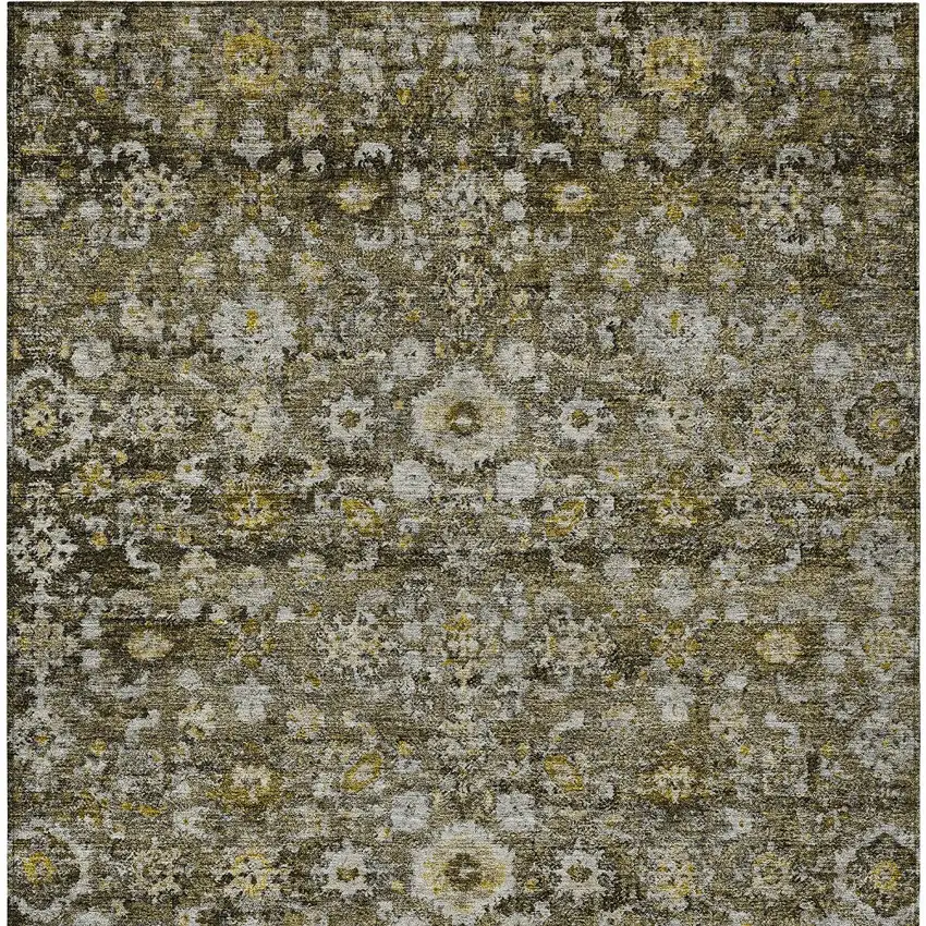 Brown And Beige Oriental Washable Indoor Outdoor Area Rug Photo 5