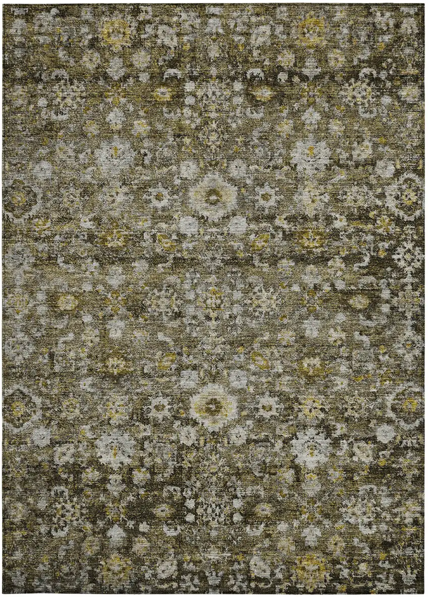 Brown And Beige Oriental Washable Indoor Outdoor Area Rug Photo 6