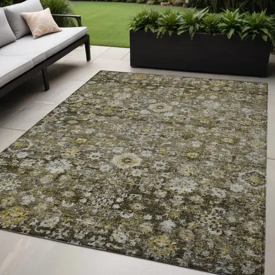 Brown And Beige Oriental Washable Indoor Outdoor Area Rug Photo 1