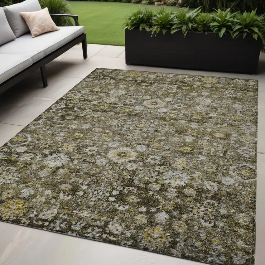 Brown And Beige Oriental Washable Indoor Outdoor Area Rug Photo 1
