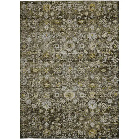 Brown And Beige Oriental Washable Indoor Outdoor Area Rug Photo 4