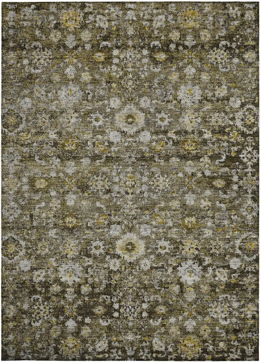 Brown And Beige Oriental Washable Indoor Outdoor Area Rug Photo 4
