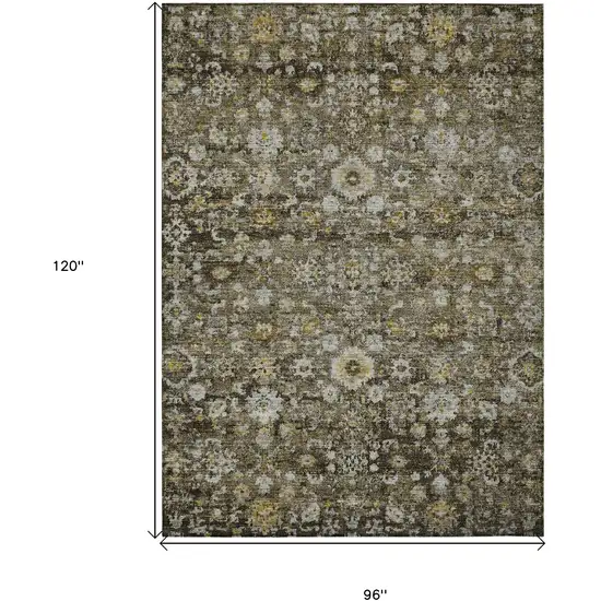 Brown And Beige Oriental Washable Indoor Outdoor Area Rug Photo 7
