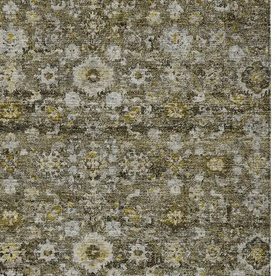 Brown And Beige Oriental Washable Indoor Outdoor Area Rug Photo 6